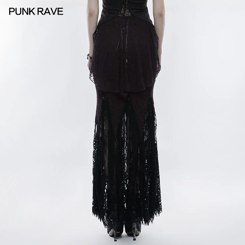 WQ-344 Gorgeous Elastic Dark Streaks Lace Gothic Skirt - Image 2