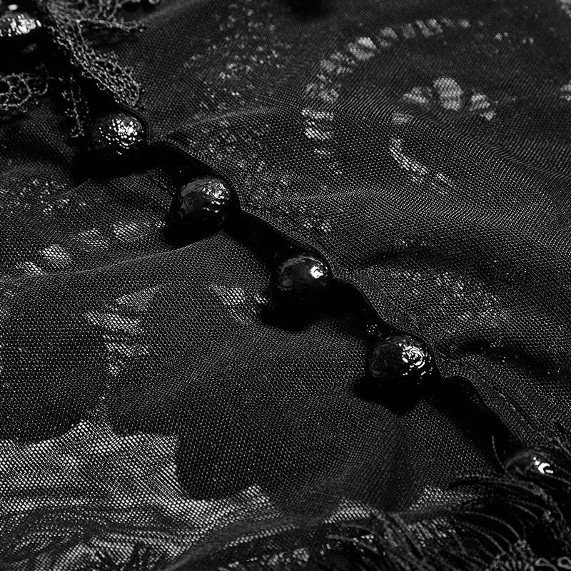 T-455 Gorgeous Floral Pattern Sleeveless Light Lace Gothic T-Shirt - Image 5