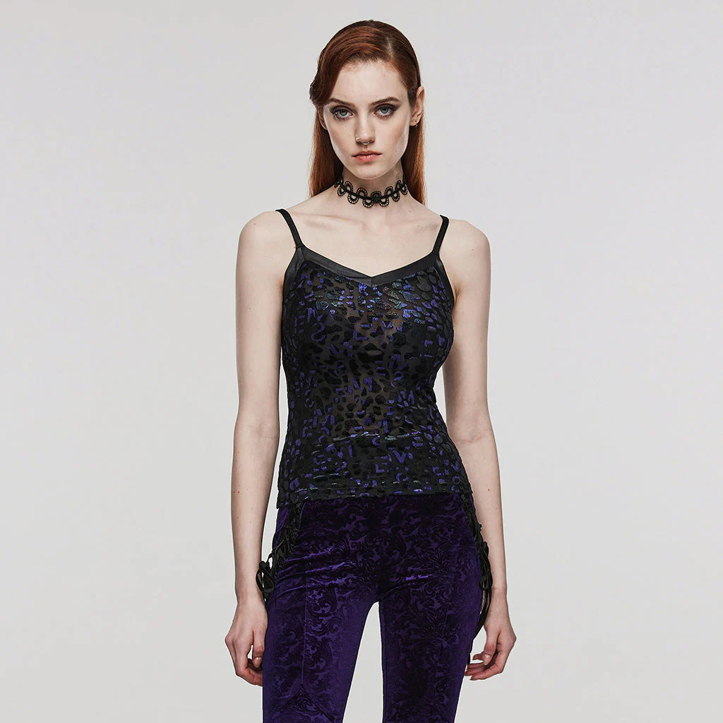 DT-821DDF Goth embossed velvet camisole - Image 10