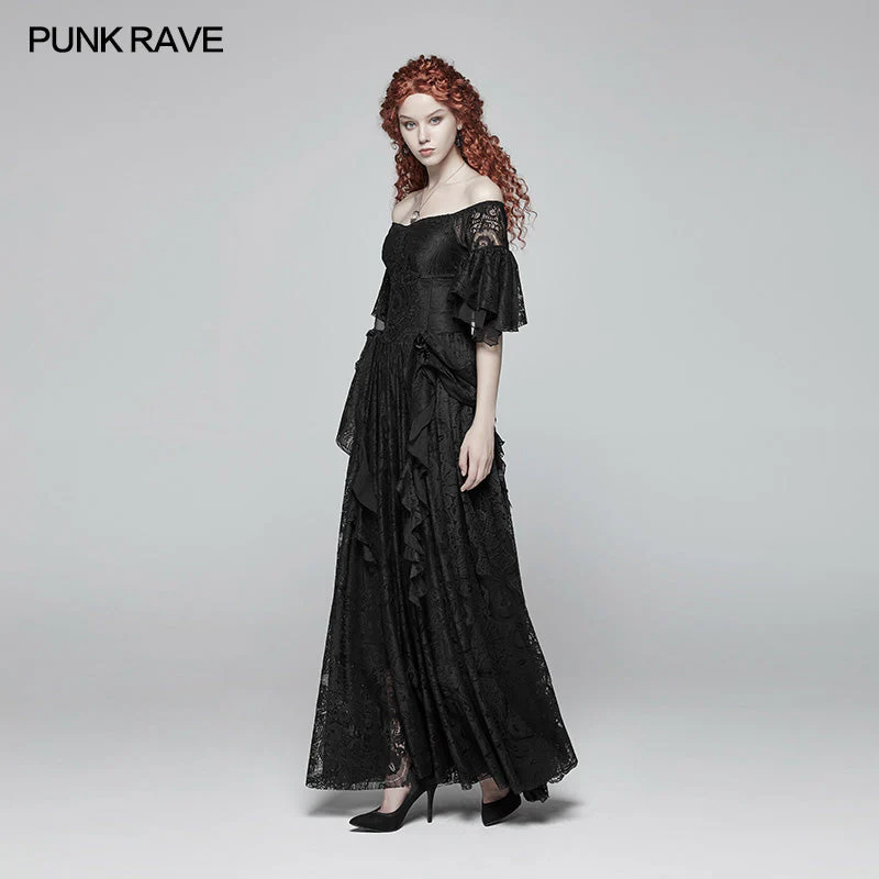 WQ-391 Gorgeous Off Shoulder Victorian Lace Long Dress - Image 2