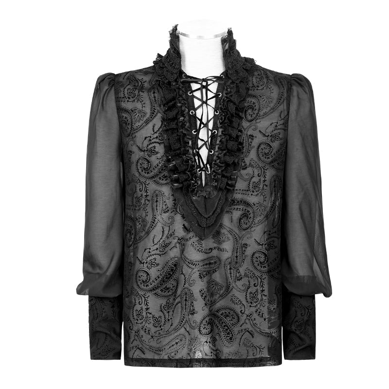 Y-643 Gorgeous Silk Gothic Shirt With Bubble Long Sleeve - Image 4
