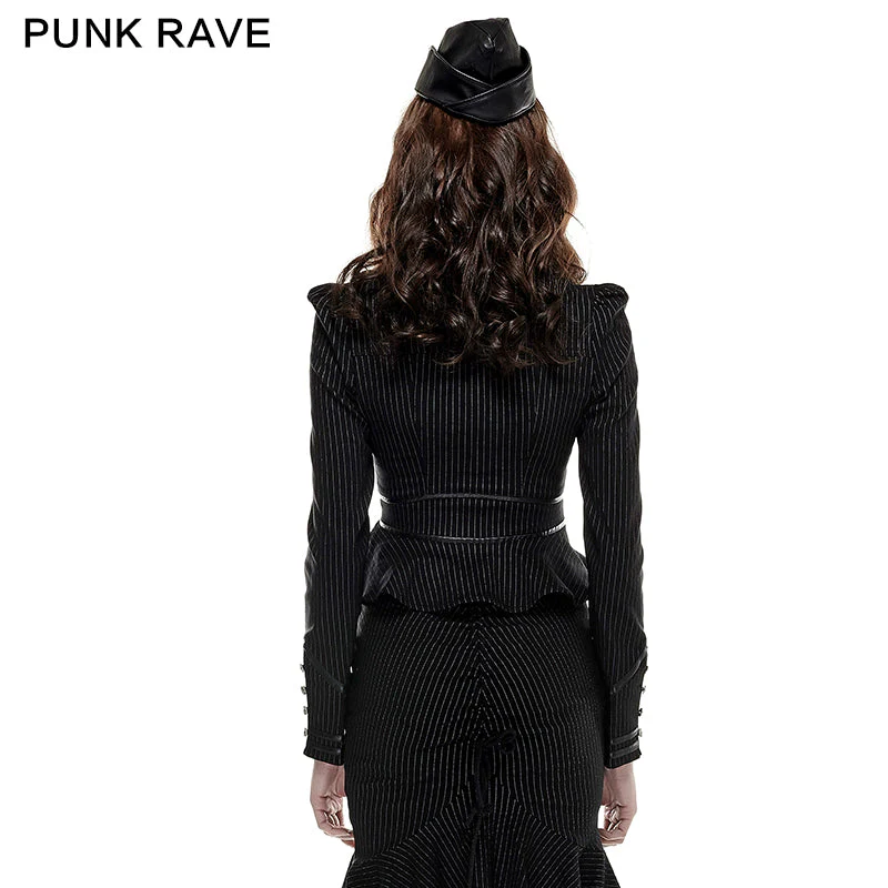Y-661 Gorgeous Soft Textile Punk Jacket With Red Stripes - Image 8