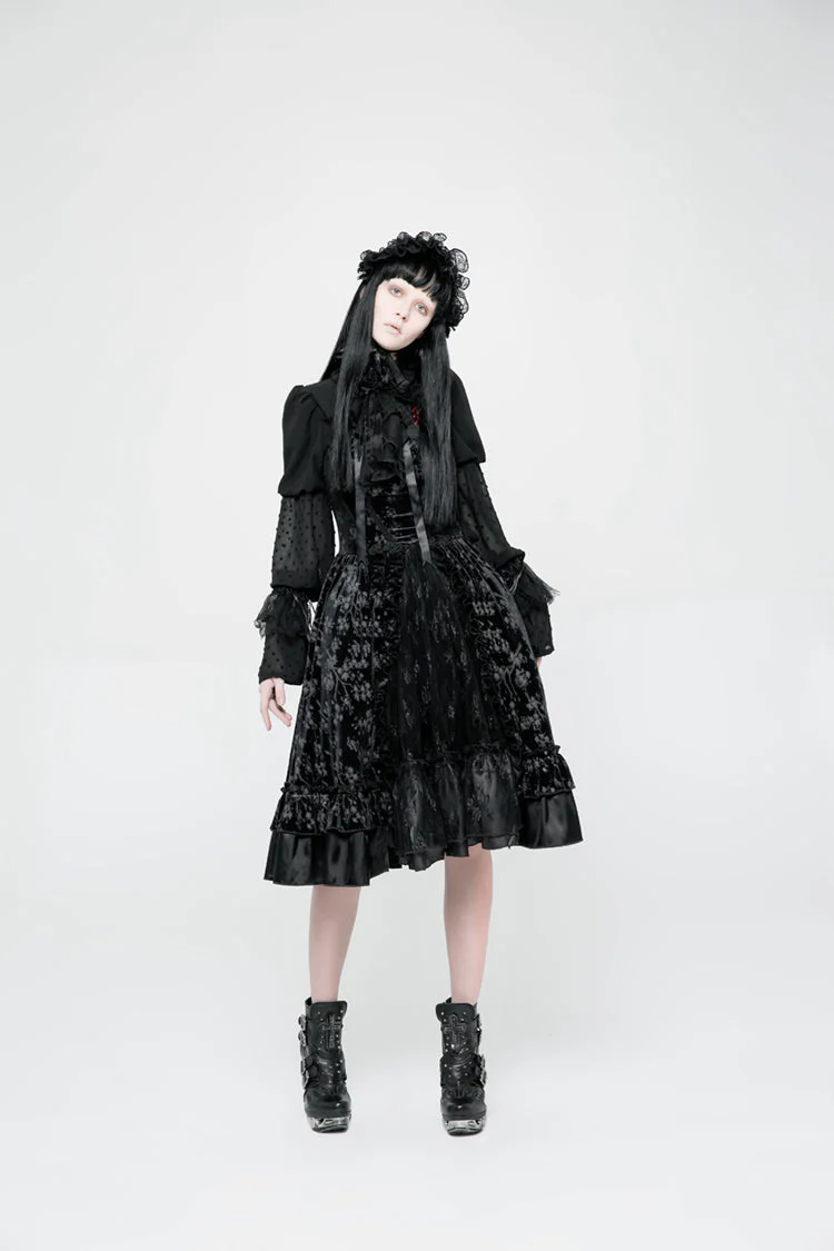 WLQ-085 Gorgeous Velvet Plum Blossom Printing Lolita Dress