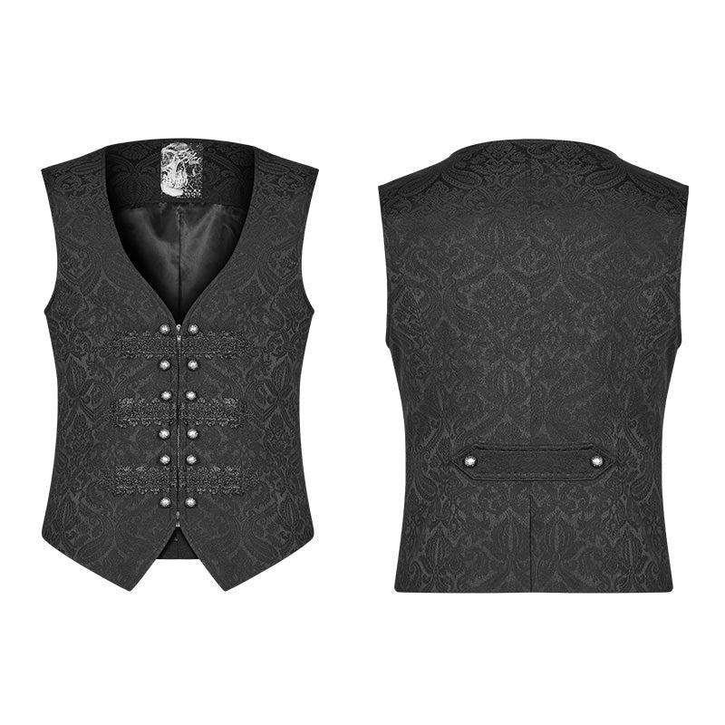 WY-989 Gorgeous Vintage Gothic Jacquard V-neck Vest - Image 4