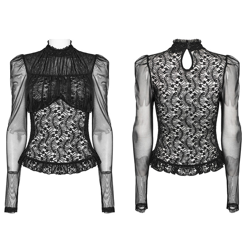 WT-807TCF Goth bubble embroidery lace shirt - Image 3