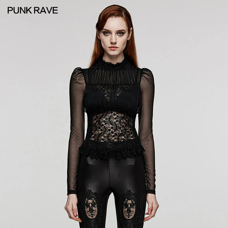 WT-807TCF Goth bubble embroidery lace shirt - Image 5