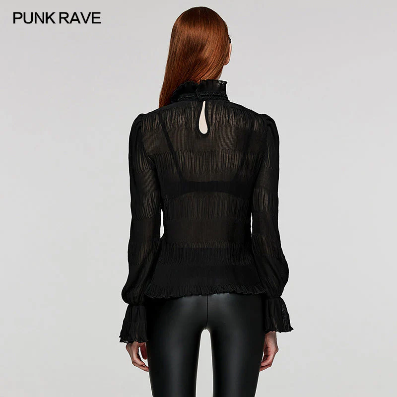 WT-816TCF Goth chiffon delicate lace Shirt - Image 3