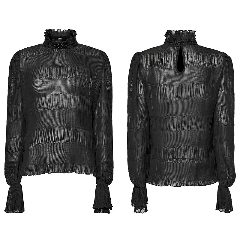 WT-816TCF Goth chiffon delicate lace Shirt - Image 4