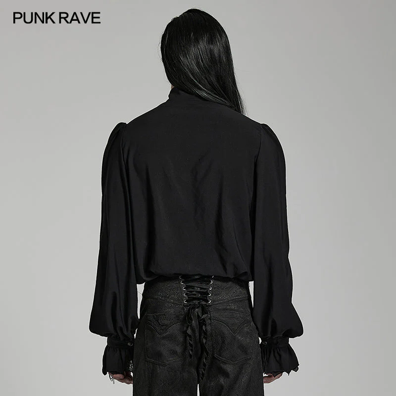 WY-1486CCM Goth chiffon stand collar shirt - Image 3