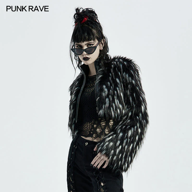 WY-1314MDF Goth Dark Plush Short Coat - Image 2