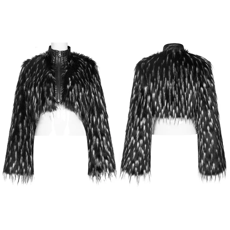 WY-1314MDF Goth Dark Plush Short Coat - Image 4