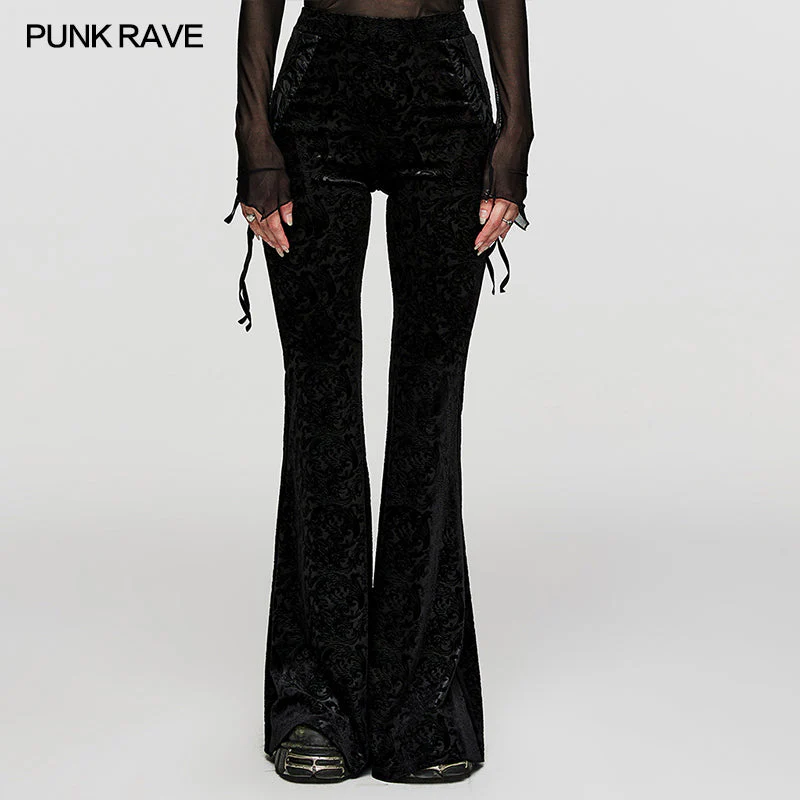 DK-567XCF Goth Dark Texture Jacquard Flare Pants - Image 10