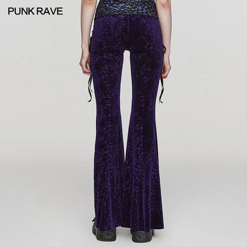 DK-567XCF Goth Dark Texture Jacquard Flare Pants - Image 4