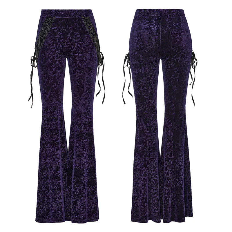 DK-567XCF Goth Dark Texture Jacquard Flare Pants - Image 5