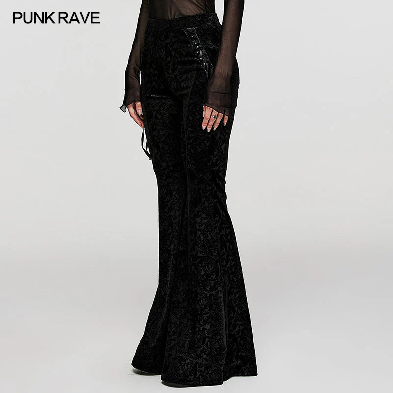 DK-567XCF Goth Dark Texture Jacquard Flare Pants - Image 6