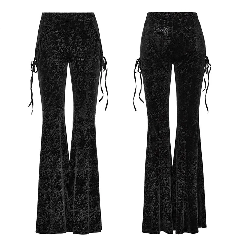 DK-567XCF Goth Dark Texture Jacquard Flare Pants - Image 8