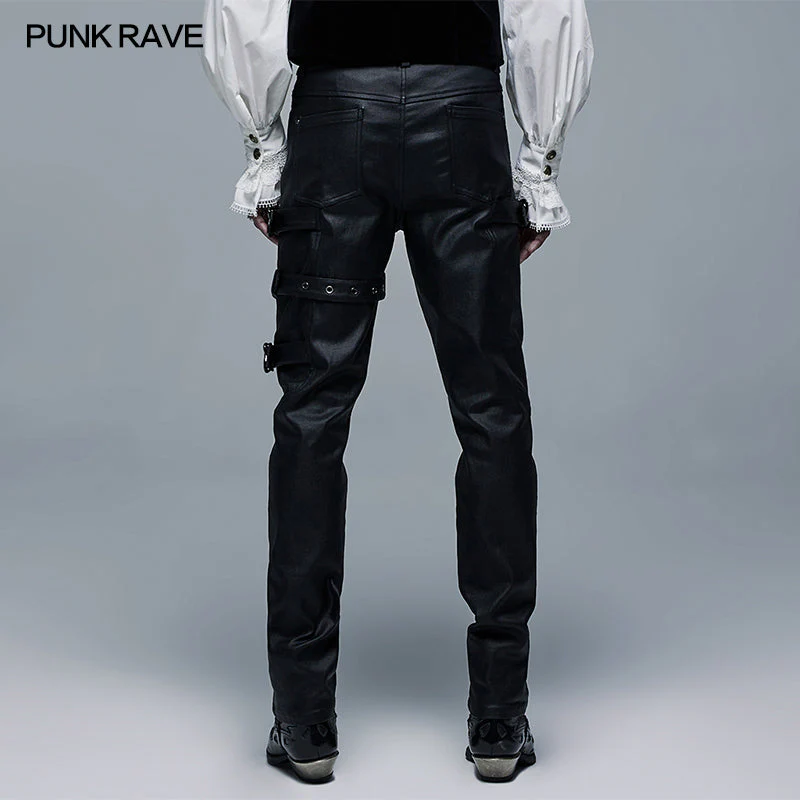 WK-479XCM Goth Elastic Woven Long Pants - Image 3