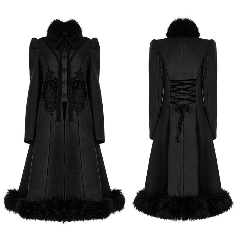WY-1414ECF Goth gorgeous faux wool long coat - Image 4
