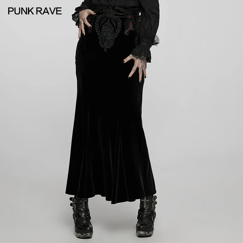 WQ-567BQF Goth gorgeous velvet fishtail skirt - Image 3