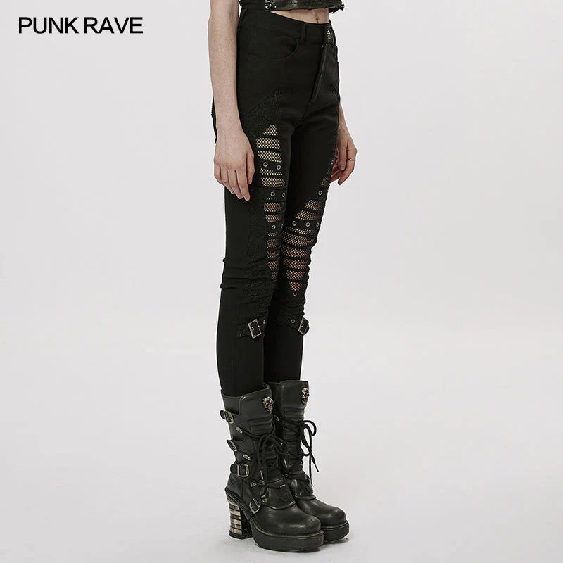 WK-544XCF Goth Hollow-out Leggings - Image 2