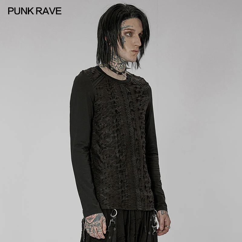 WT-753TCM Goth knitted printed long sleeve T-shirt - Image 2