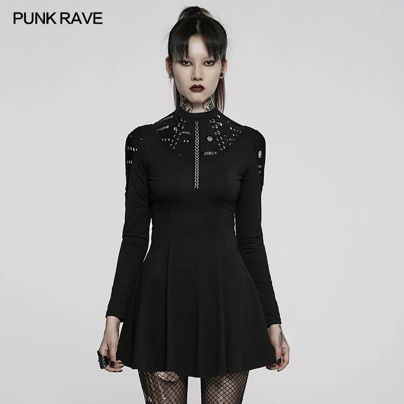 DQ-581LQF Goth long sleeve daily wear dress