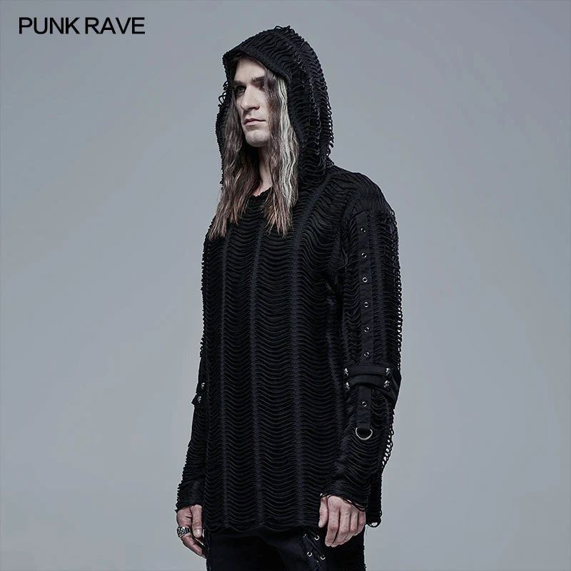 WT-688TCM Goth Loose Knit Hoodie - Image 2