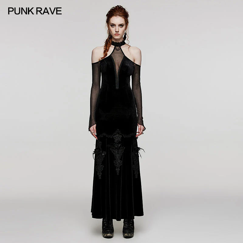 WQ-658DQF Goth Off Shoulder Gorgeous Dress - Image 6