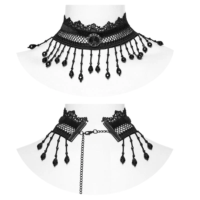 WS-581LHF GOTH Pearl Tassel Choker - Image 3
