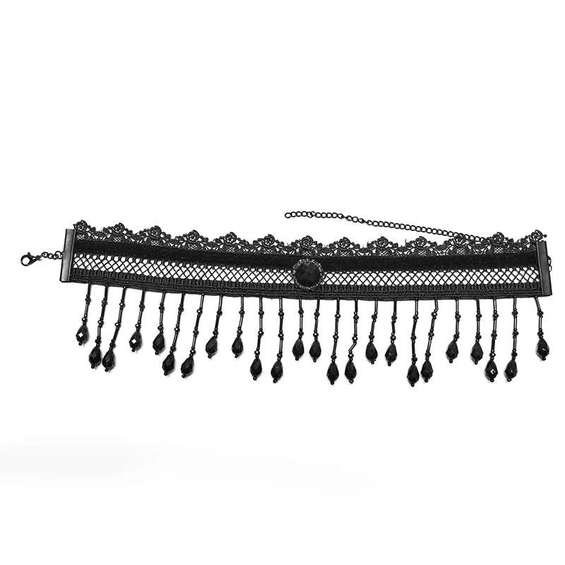 WS-581LHF GOTH Pearl Tassel Choker - Image 4