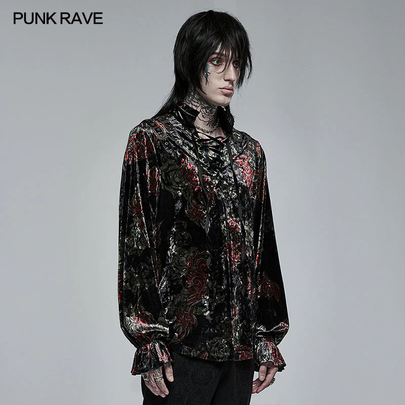 WY-1364CCM Goth Printed Velvet Long Sleeve T-shirt - Image 2
