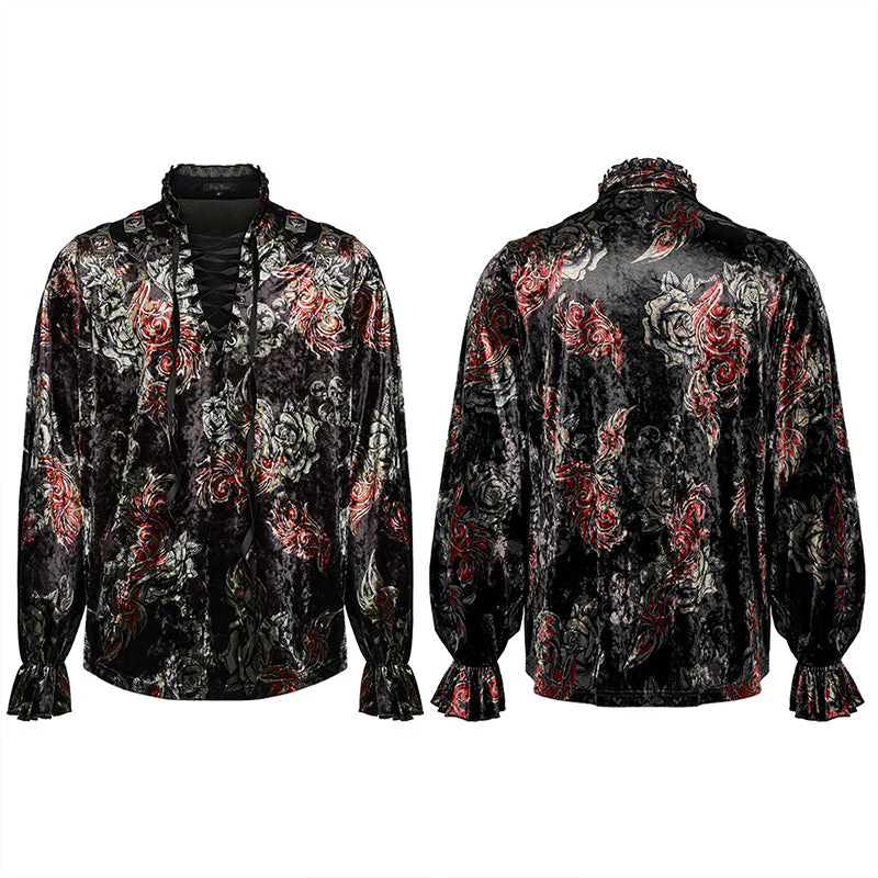 WY-1364CCM Goth Printed Velvet Long Sleeve T-shirt - Image 4