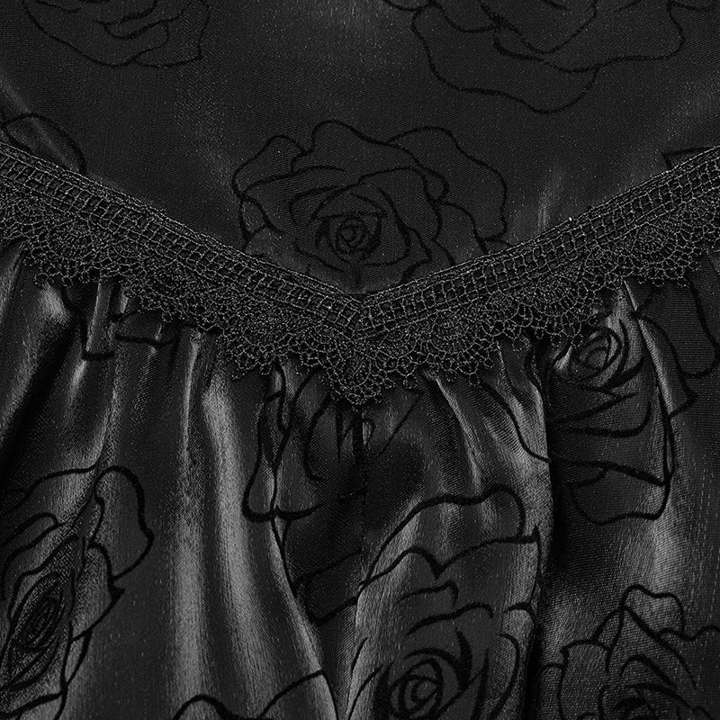 WQ-670BQF Goth rose flocked mesh Skirt - Image 5