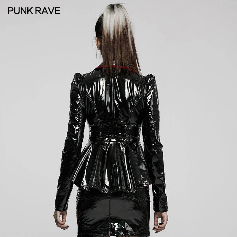 DY-1387XDF Goth sexy patent leather jacket - Image 3