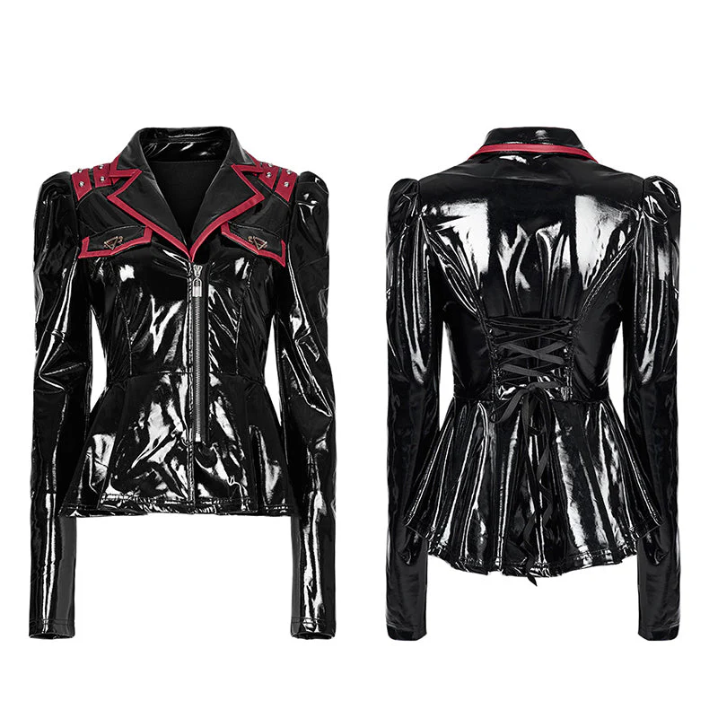 DY-1387XDF Goth sexy patent leather jacket - Image 4