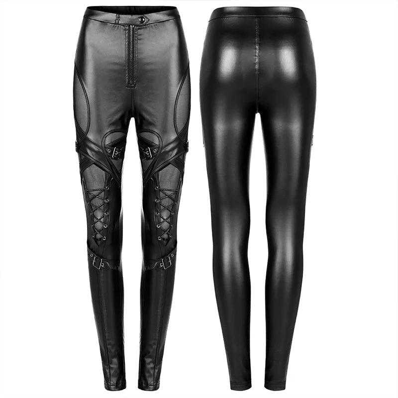 WK-490DDF Goth skinny imitation leather pants - Image 4