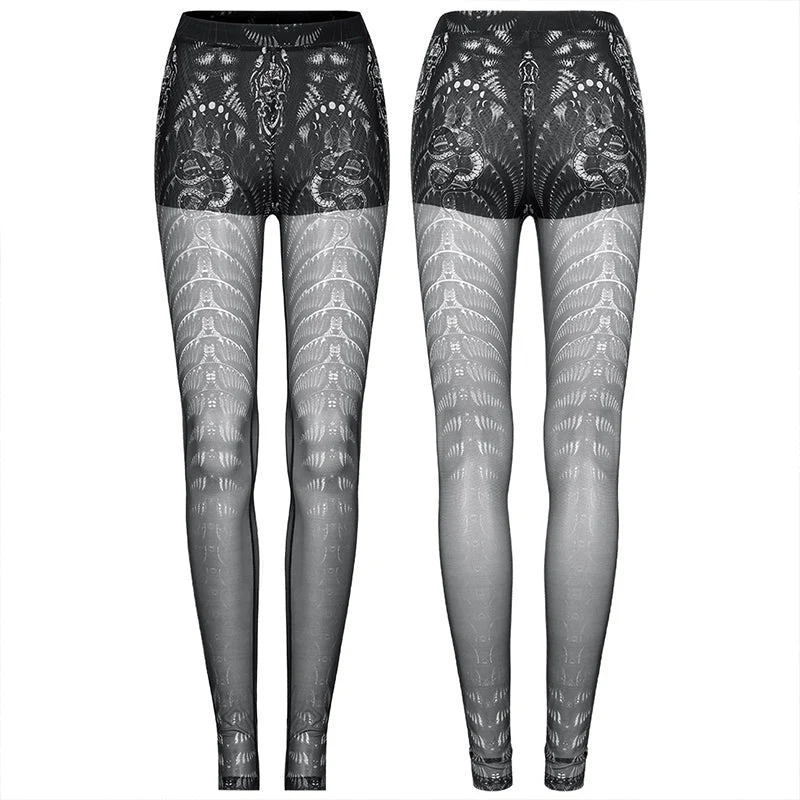 WK-491DQF Goth skinny skeleton print Leggings - Image 4