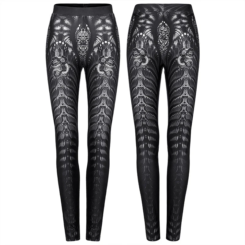 WK-491DQF Goth skinny skeleton print Leggings - Image 9