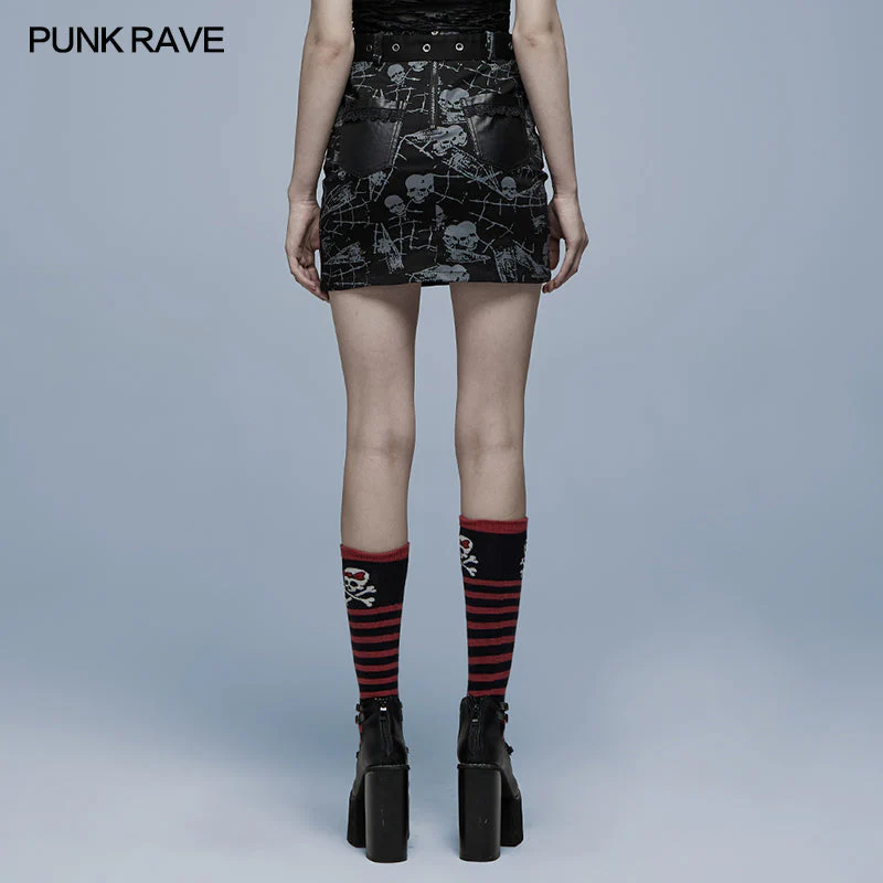 WQ-543BQF Goth skull printting skirt - Image 3