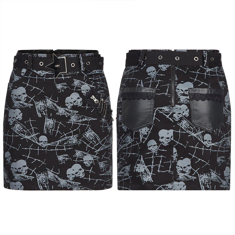 WQ-543BQF Goth skull printting skirt - Image 4