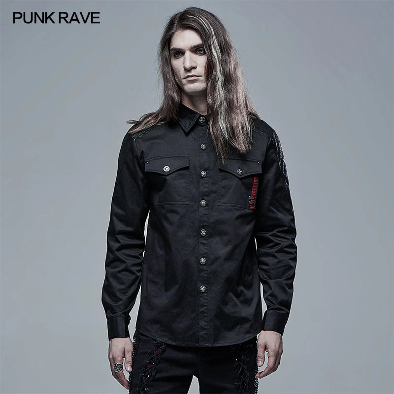 WY-1342CCM Goth Spliced Shirt