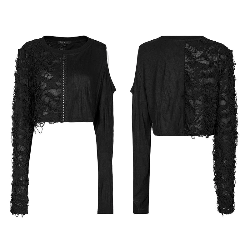 WT-776TCF Goth Splicing Long Sleeves T-shirt - Image 4