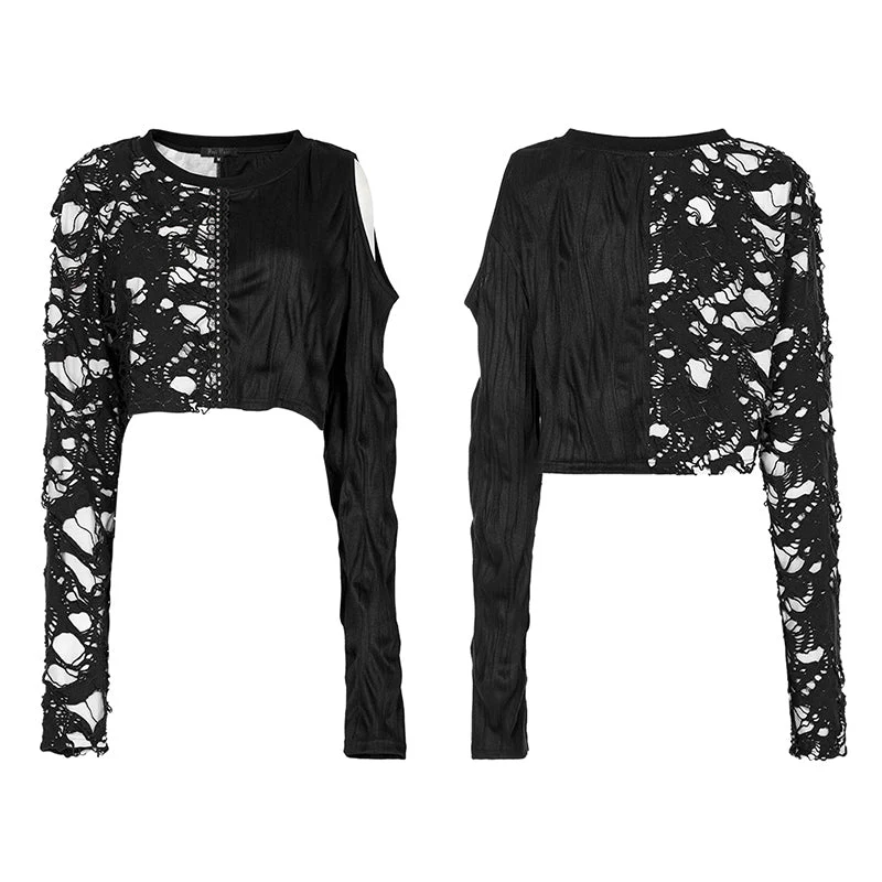 WT-776TCF Goth Splicing Long Sleeves T-shirt - Image 9