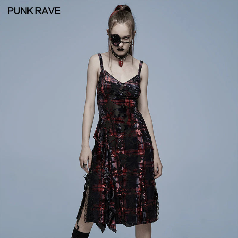 WQ-556LQF Goth velvet slip dress