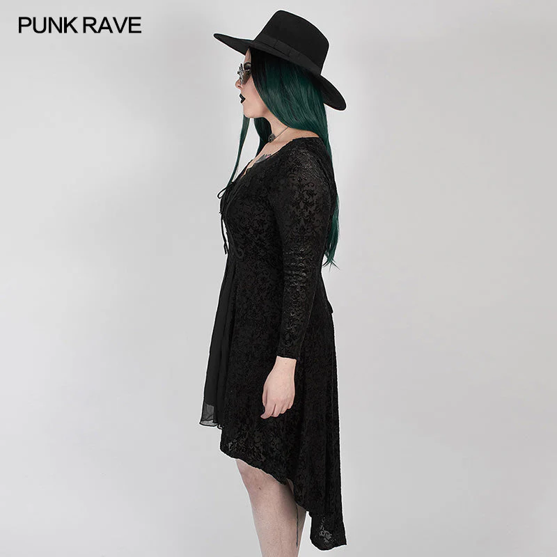 DQ-517LQF Gothic abyss burnt flower dress - Image 2