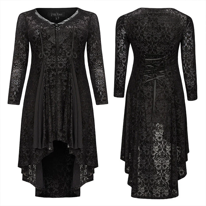 DQ-517LQF Gothic abyss burnt flower dress - Image 4