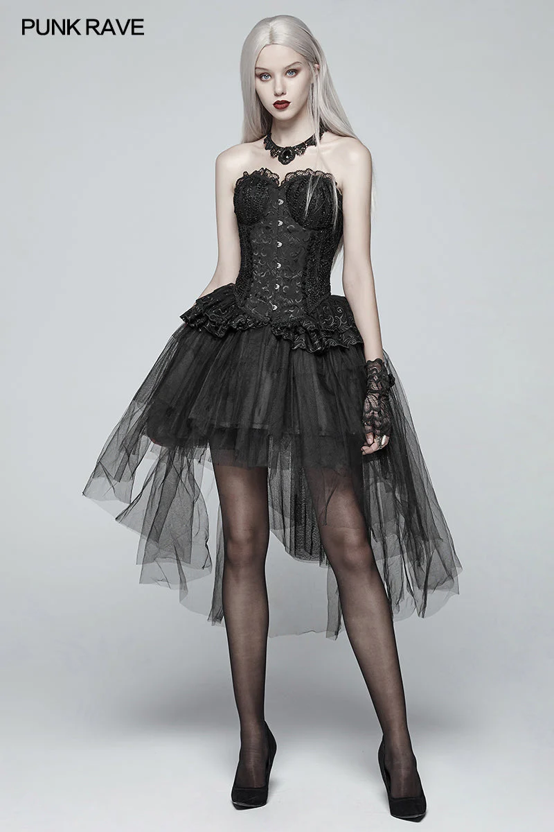 WLQ-090 Gothic Basic Bustle High-low Tulle Skirt - Image 6