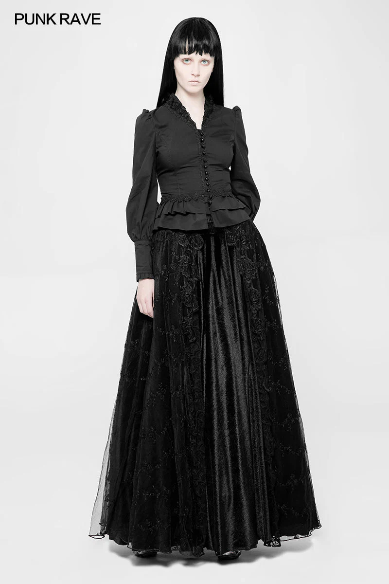 WY-889 Gothic Cotton Woven Slim Fit Shirt For Women - Image 6