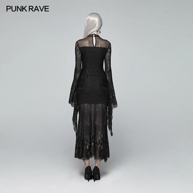 WQ-382 Gothic Daily Wear Long Sleeves Lace Dress - Image 3