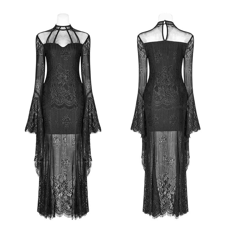 WQ-382 Gothic Daily Wear Long Sleeves Lace Dress - Image 4